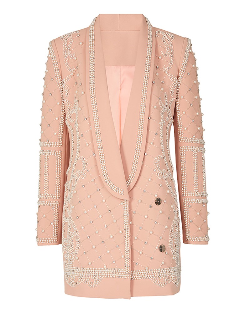 Pearl Stone Blazer Dress (beige) | Show Runner | BoldWomanBrand S Pearl Stone Blazer Dress (beige) | Show Runner | BoldWomanBrand S