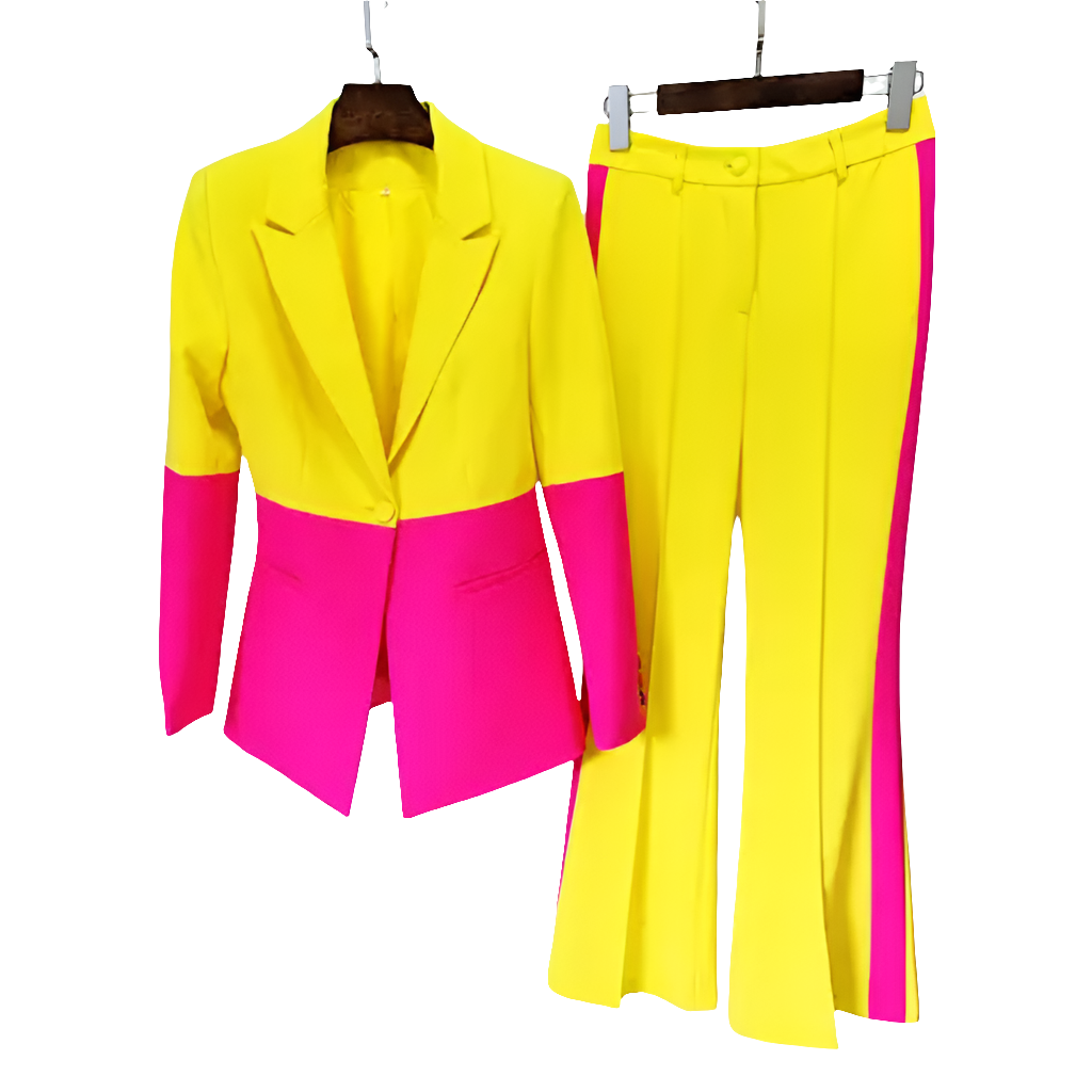Femme Forte two piece suit (Yellow-pink)
