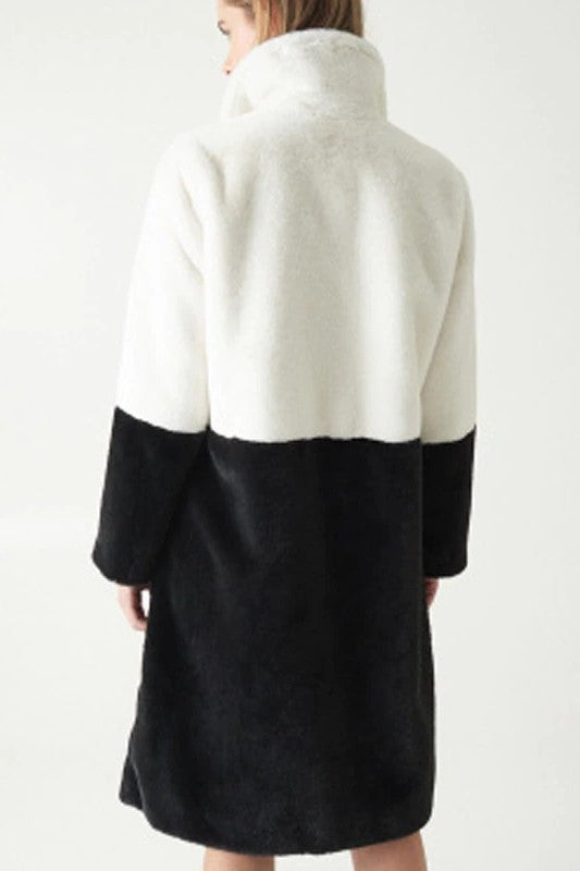 Reece White/Black Faux Fur Coat