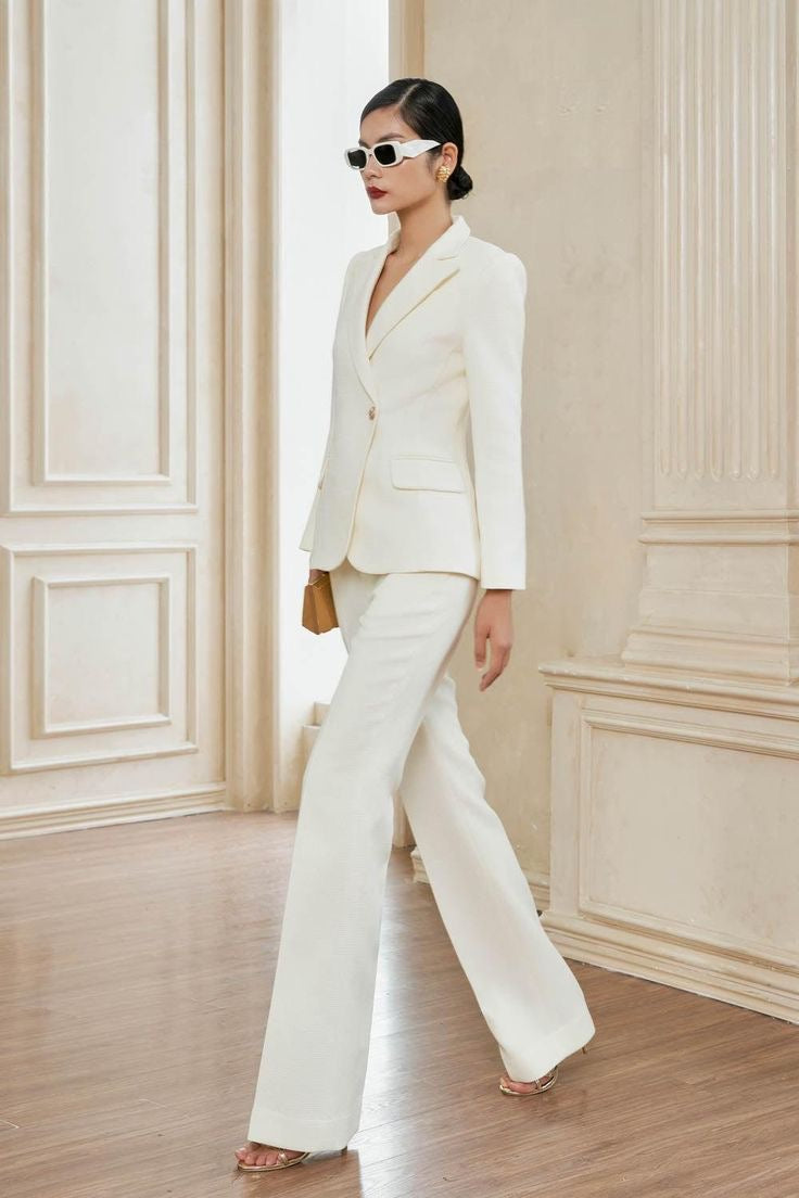 Femme Forte Two-Piece Suit (White): Timeless Elegance