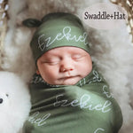 PERSONALIZED BABY SWADDLE BLANKET + (Hat/Bow)