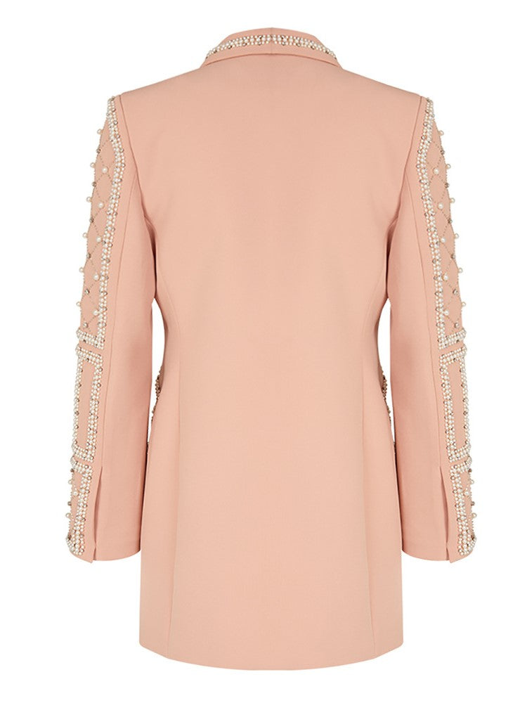 Pearl Stone Blazer Dress (beige) | Show Runner | BoldWomanBrand S Pearl Stone Blazer Dress (beige) | Show Runner | BoldWomanBrand S